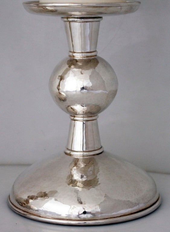 American Haddon Hufford Sterling Silver Hand-Wrought Candlesticks