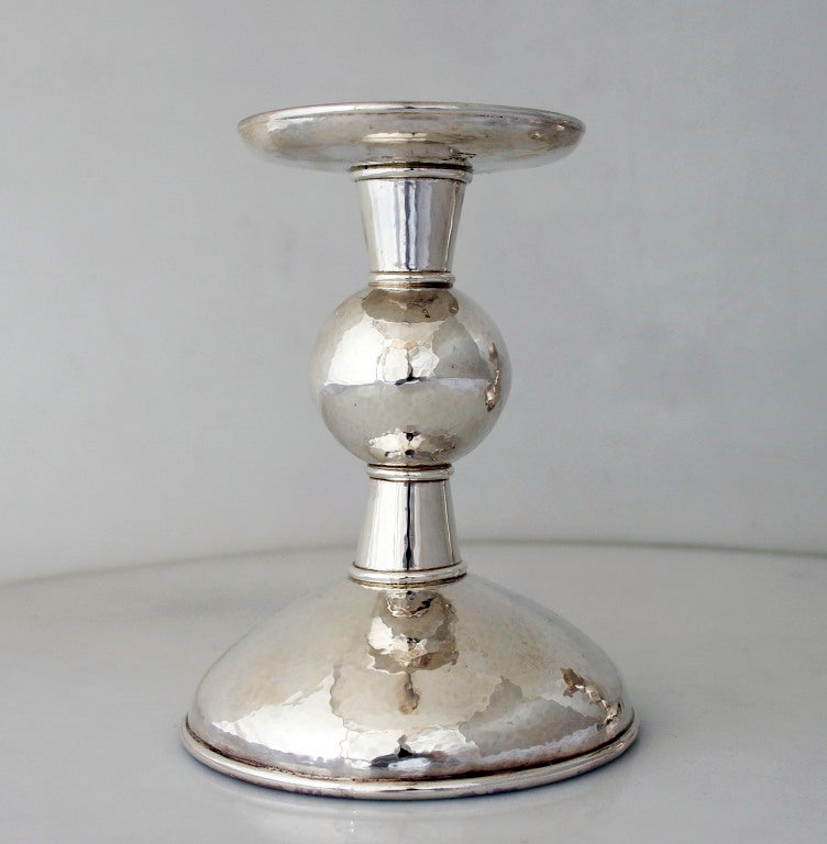 Contemporary Haddon Hufford Sterling Silver Hand-Wrought Candlesticks