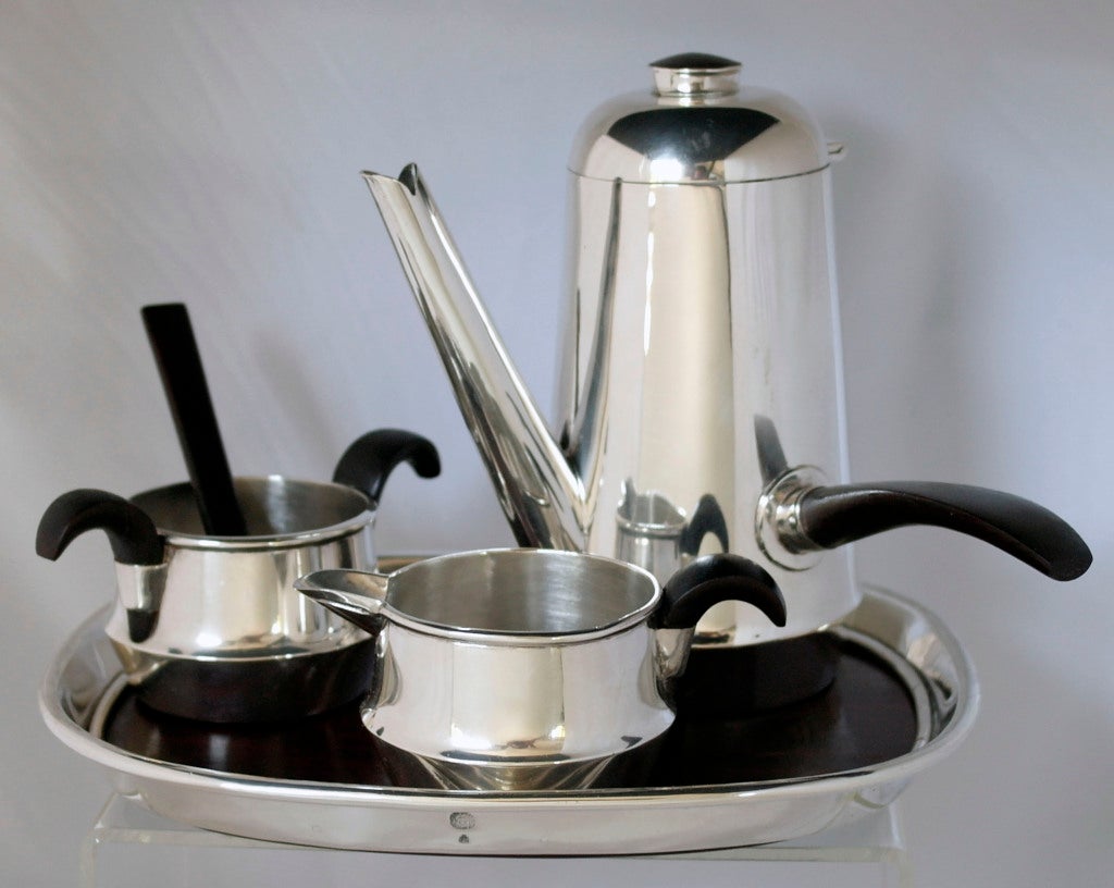 Mexican Rare William Spratling Sterling Silver & Rosewood Coffee Set