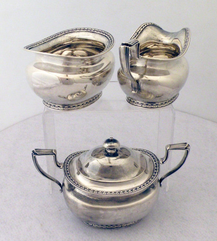 Gorham Durgin Art Deco Sterling Silver Tea & Coffee Set w/Tray In Excellent Condition In New York, NY