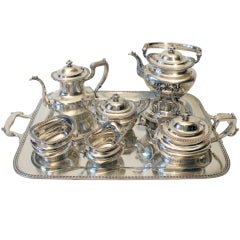 Antique Gorham Durgin Art Deco Sterling Silver Tea & Coffee Set w/Tray