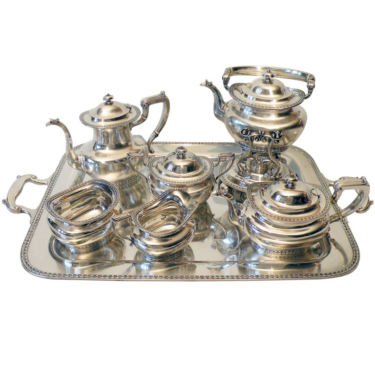 Gorham Durgin Art Deco Sterling Silver Tea & Coffee Set w/Tray