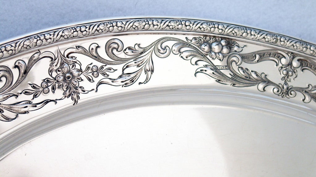 Ellmore 1935 Sterling Silver Hand Chased Large Tray 29 1/2