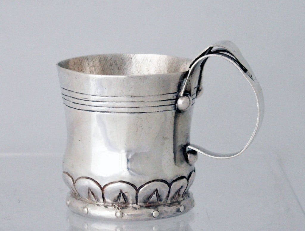 William Spratling Sterling Silver Hand Wrought Mug Double Loop