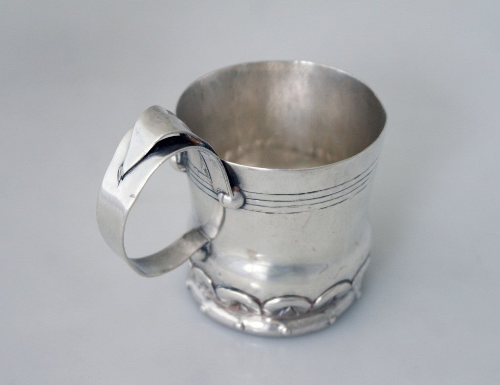 American William Spratling Sterling Silver Hand Wrought Mug Double Loop