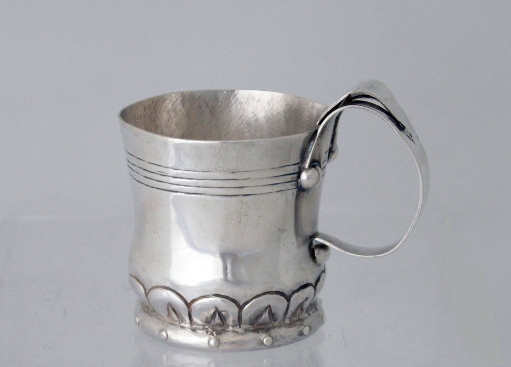 William Spratling Sterling Silver Hand Wrought Mug Double Loop In Excellent Condition In New York, NY