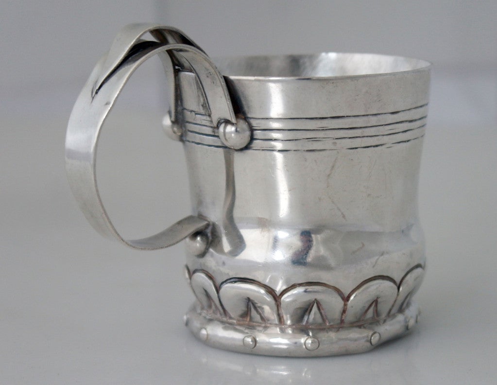 Mid-20th Century William Spratling Sterling Silver Hand Wrought Mug Double Loop