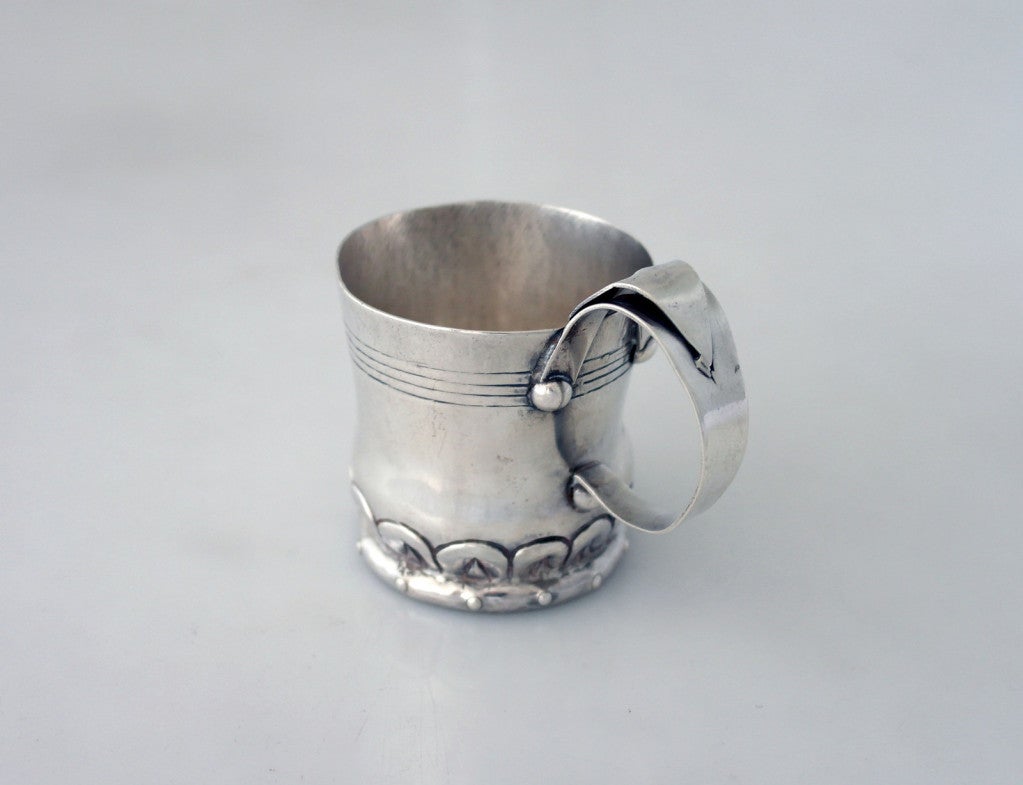 William Spratling Sterling Silver Hand Wrought Mug Double Loop 1