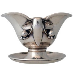 Vintage Carl Poul Petersen Hand Made Sterling Silver Petal Shaped Bowl