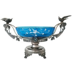 Antique Aurora Silverplate Aesthetic Basket Centerpiece 3D Hummingbirds