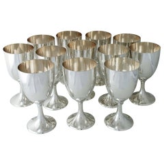 Porter Blanchard Hand Wrought Set of 12 Sterling Silver Goblets