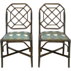 Pair of Italian Rattan Side Chairs