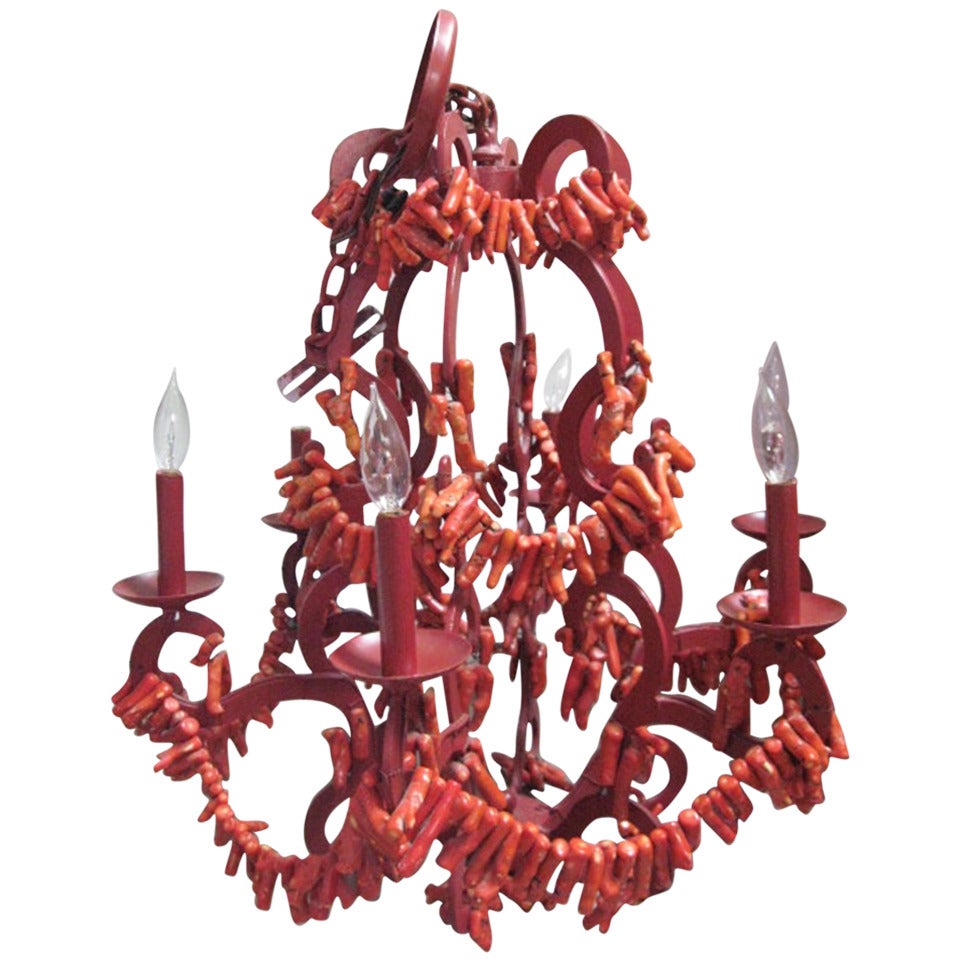 Red Coral Chandelier by Marjorie Skouras For Sale