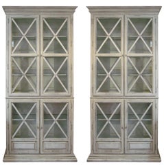 Pair of 20th Century Painted Tall Cabinets