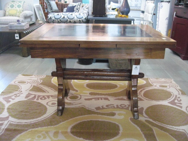 Antique French Slate Top Walnut Table with extentions In Good Condition For Sale In West Hollywood, CA