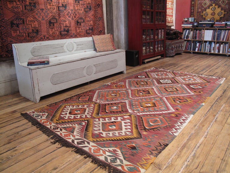 Mut Kilim rug. A very good quality tribal Kilim rug from the Taurus Mountains with the classical design of this region.