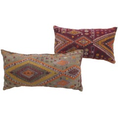 Pair of Kilim & Velvet Ikat Pillows