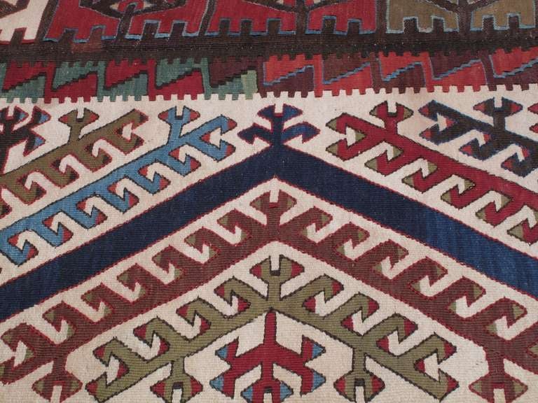 Hand-Woven Impressive Antique Konya Kilim Rug For Sale