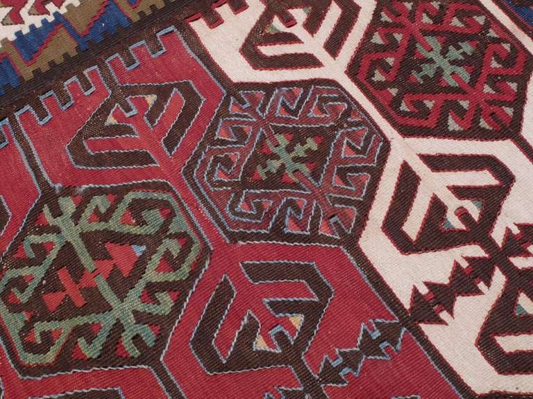 Impresionante Alfombra Kilim Konya Antigua Lana en venta