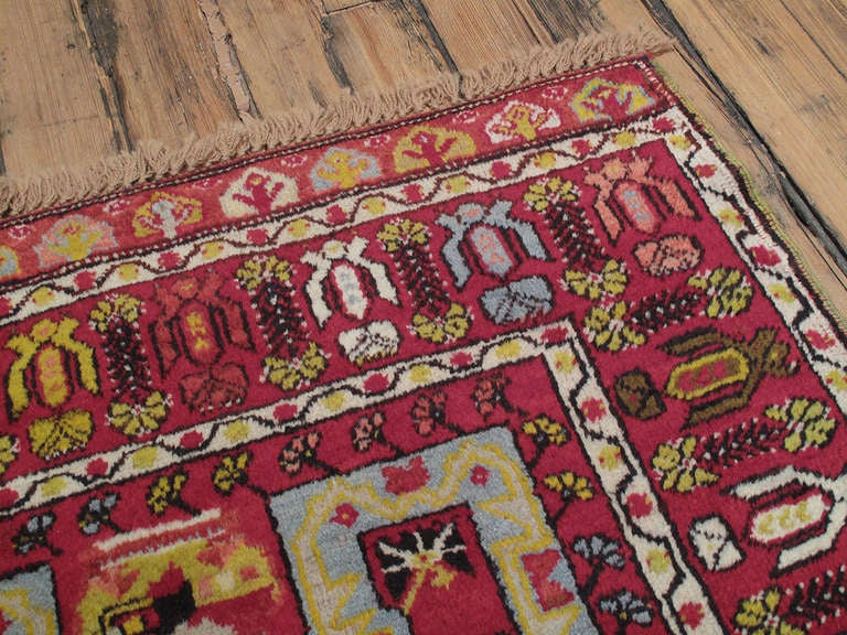 Antique Kirsehir Runner Rug In Good Condition For Sale In New York, NY