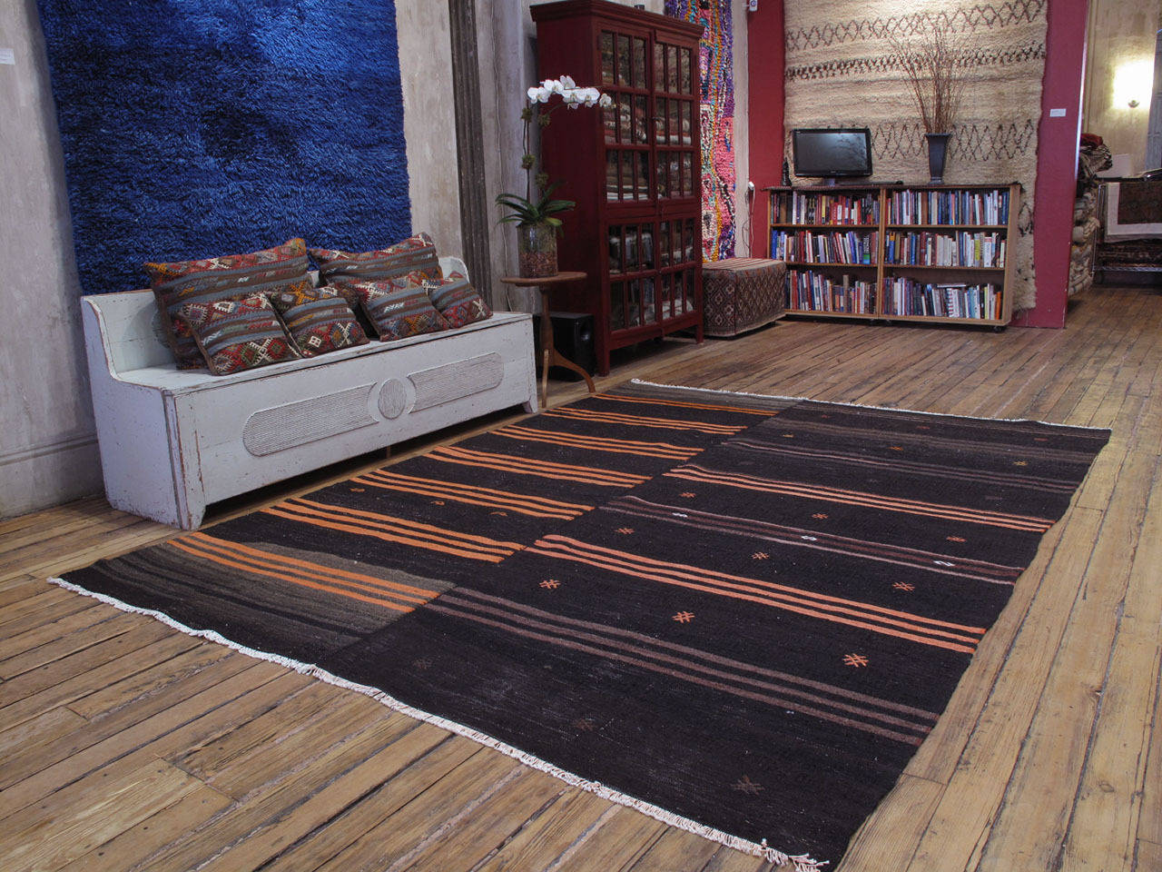 A rather Primitive tribal flat-weave from Southeastern Turkey, woven with goat hair, in two asymmetrical panels. Woven as a hard-wearing, everyday floor cover, it is quite appealing due to its authentic simplicity.