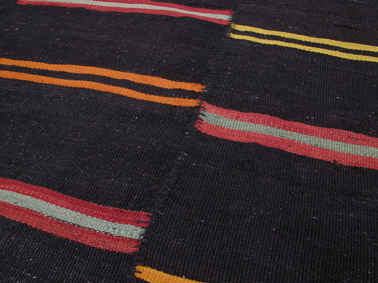 Hand-Woven Large Kilim Rug with Bright Stripes