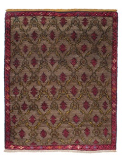 Vintage Karapinar Rug with Lattice Design