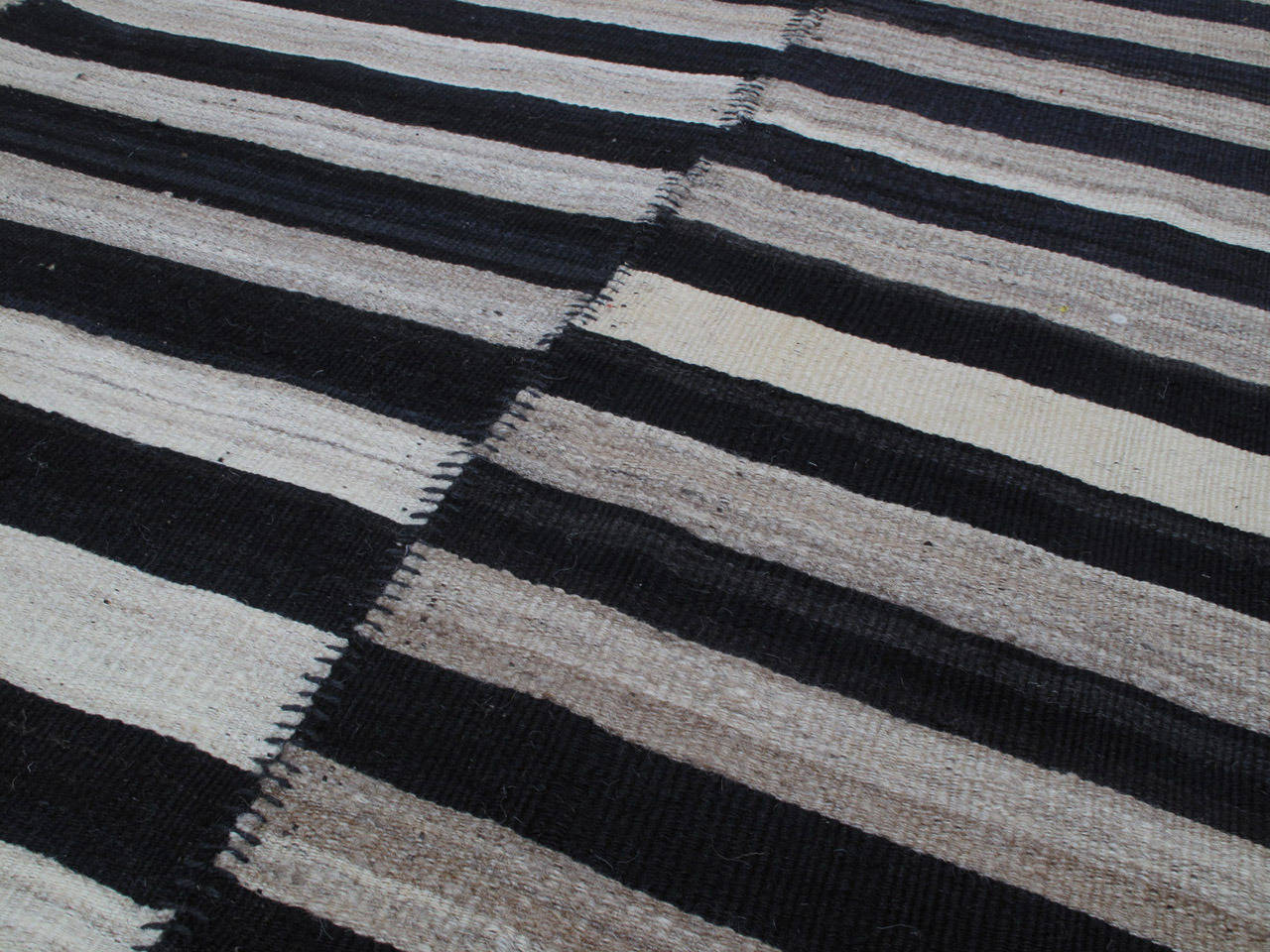 Hand-Woven Large Banded Kilim