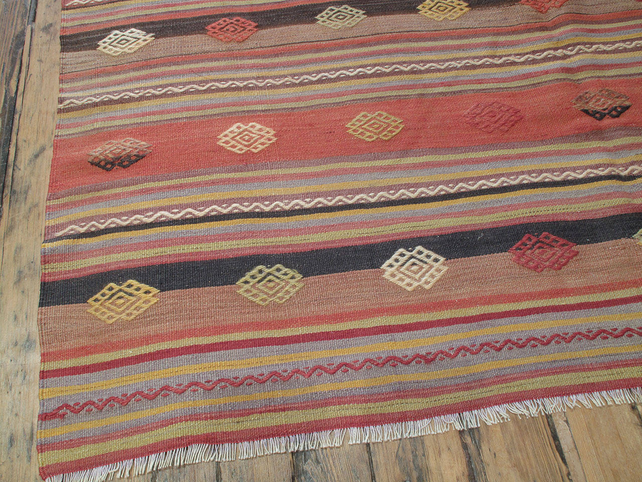 20th Century Kilim Rug with Decorated Bands For Sale
