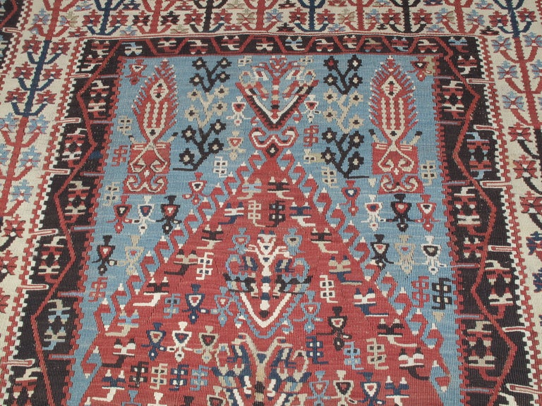 Hand-Woven Antique Erzurum Kilim Rug For Sale