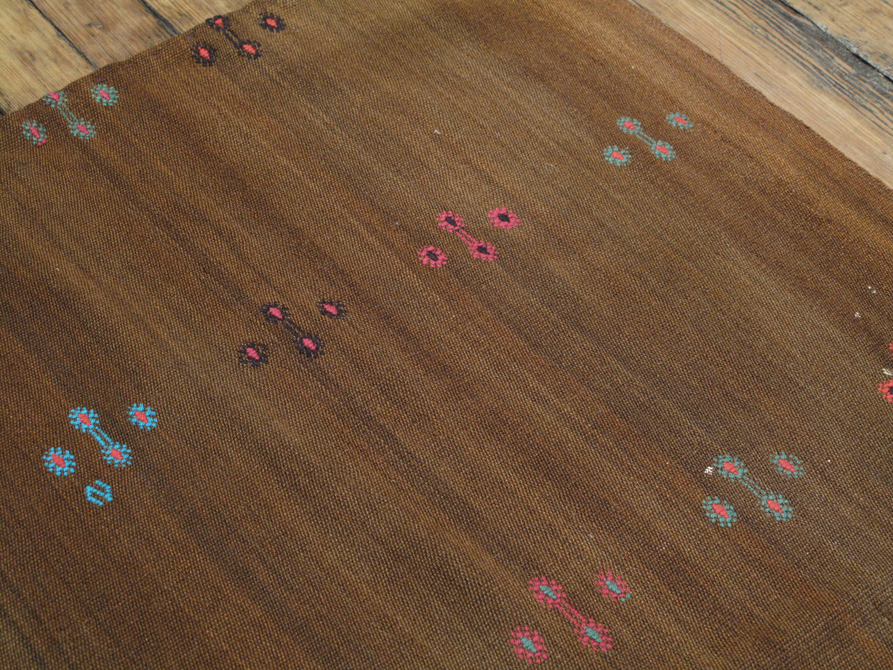 Brown Kilim with Colorful Motifs For Sale at 1stdibs