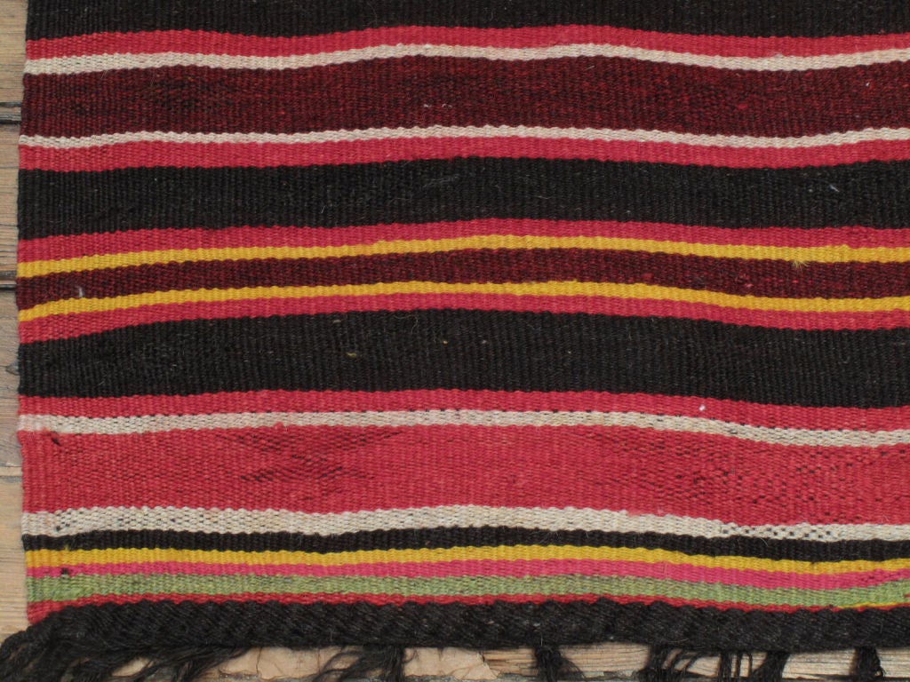 Hand-Woven Pair of Banded Kilims Rug For Sale