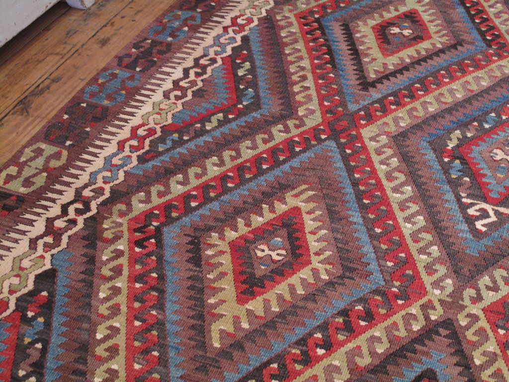 Tapis Kilim Fethiye bleu Bon état - En vente à New York, NY