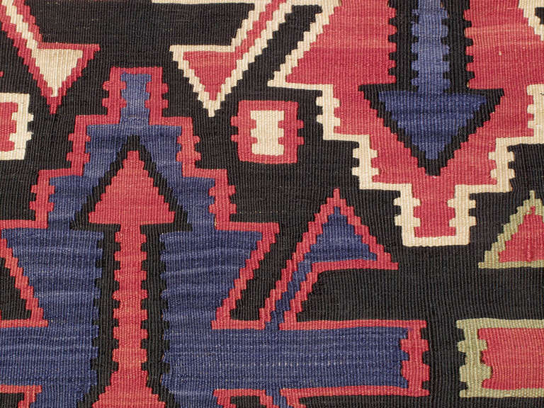 20th Century Antique Kuba Kilim Rug For Sale