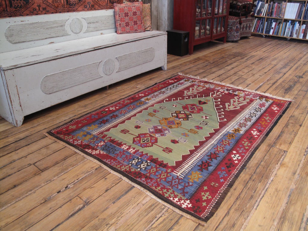 Obruk Kilim rug. A fantastic old prayer Kilim rug - a very artistic example of this well-known type, better than most antique ones we have seen.