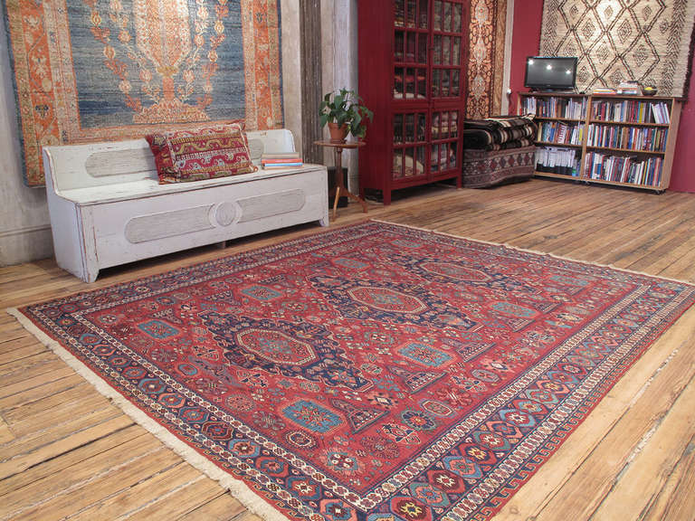 Antique Sumak rug. A great antique flat-weave rug from the Caucasus, woven in the intricate 