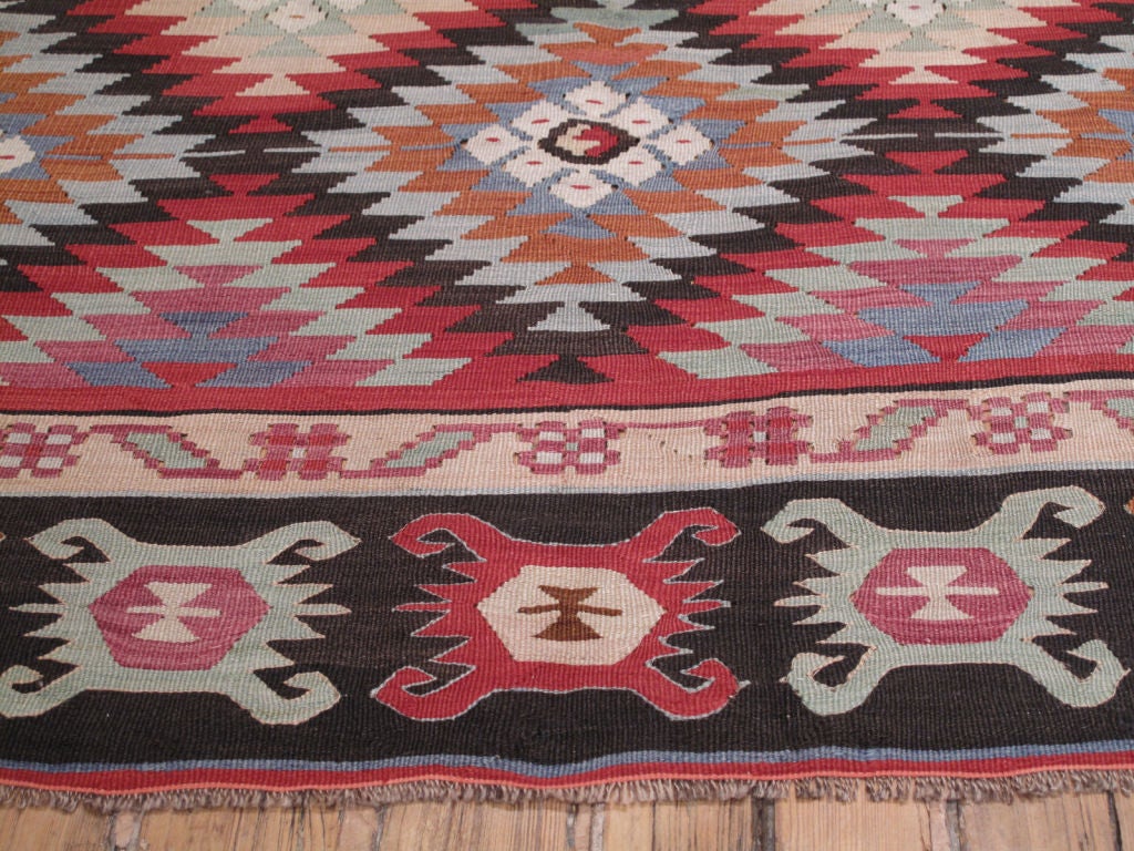 Woven Balkan Kilim Rug For Sale