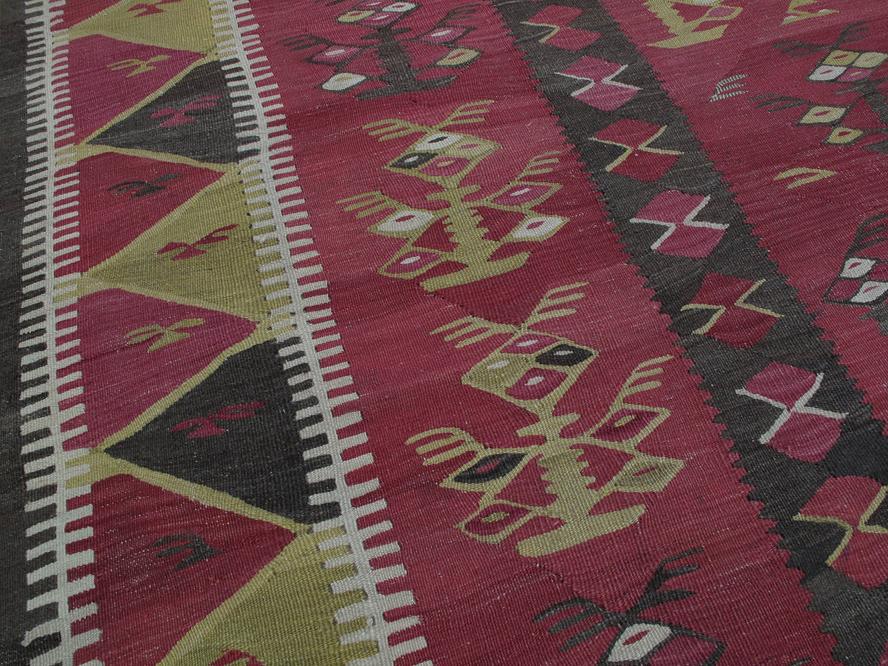 Wool Very Large Antique Manastir Kilim