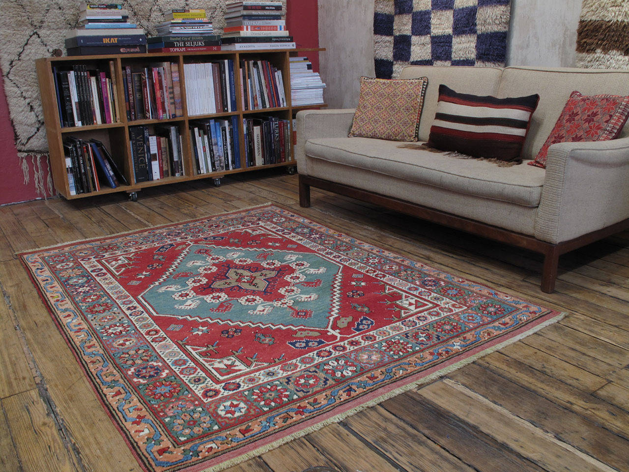 Dazkiri rug. A wonderful example of village weaving rug from Western Turkey, from the twilight years of a centuries-old tradition. Every tribal group in this once prolific region produced weavings like this that featured their distinct designs and