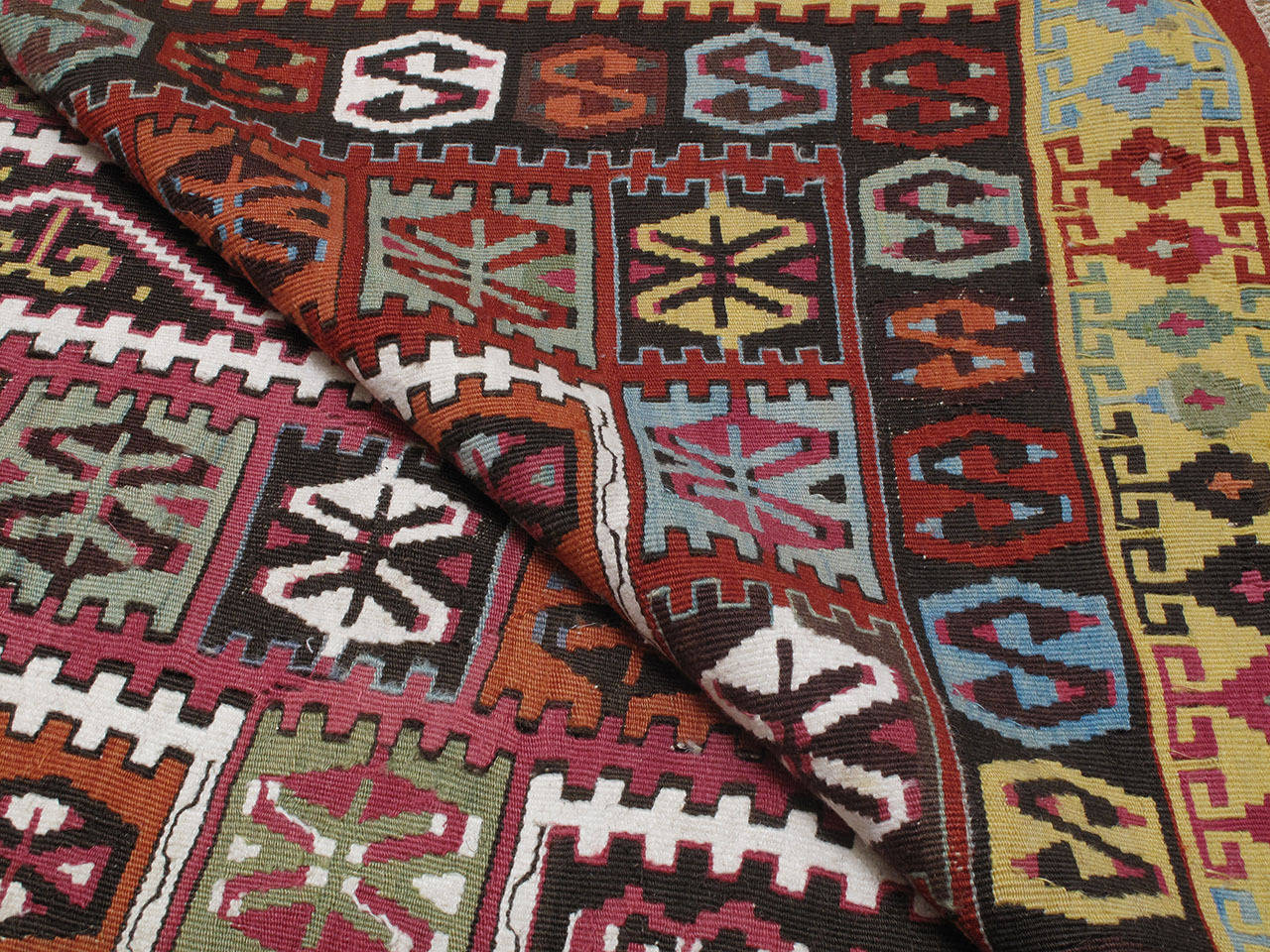 Wool Superb Antique Bayburt Kilim Rug For Sale