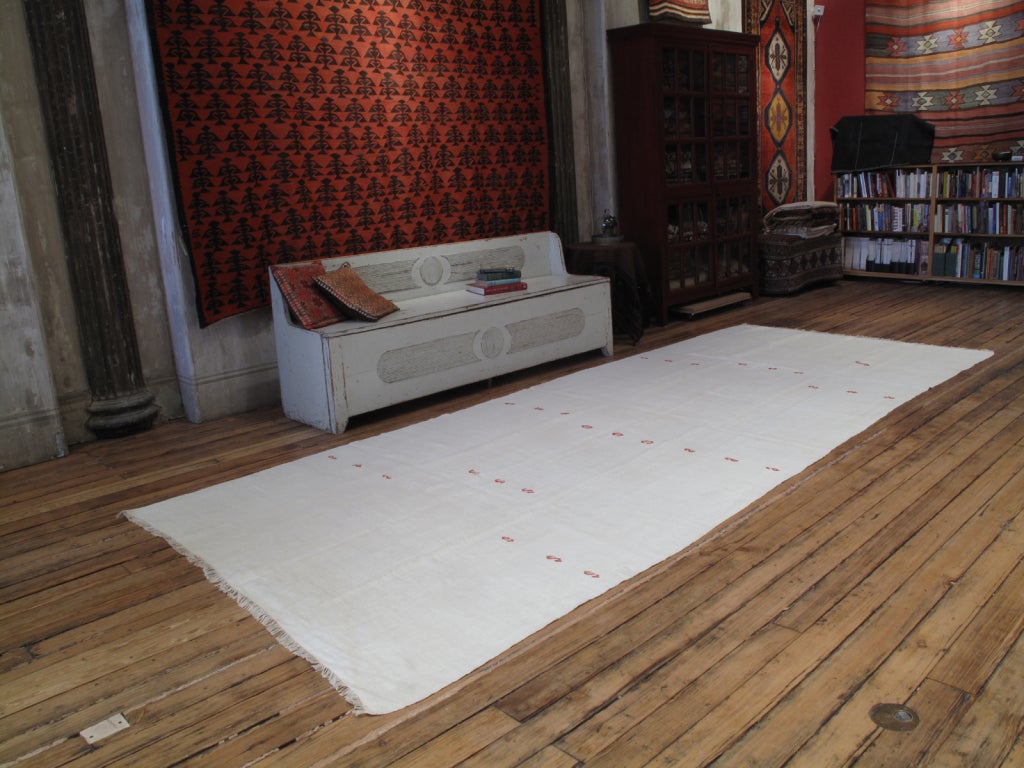 Jute Kilim with Red "Dragons"