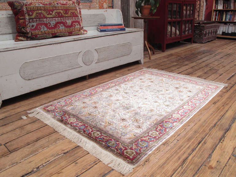 Silk Hereke rug. A superb example of fine carpet or rug weaving from the famed looms of Hereke, a small town east of Istanbul, where royal workshops were established in the nineteenth century to produce fine fabrics and carpets for the new palaces