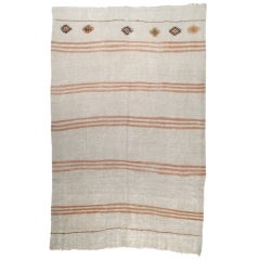 Jute Kilim with Stripes and "Eyes"