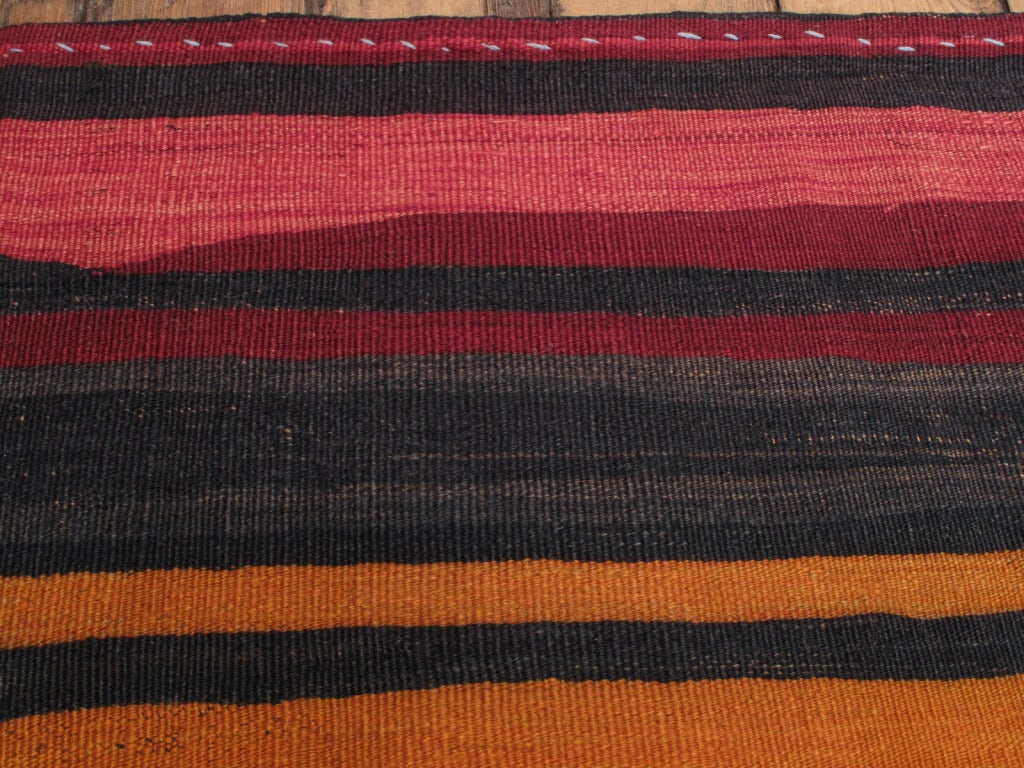 Mid-20th Century Banded Kilim Rug For Sale