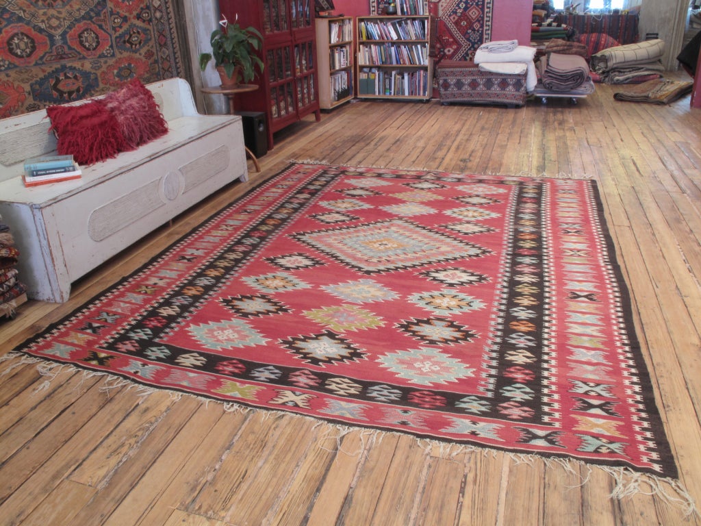 Hand-Woven Balkan Kilim Rug