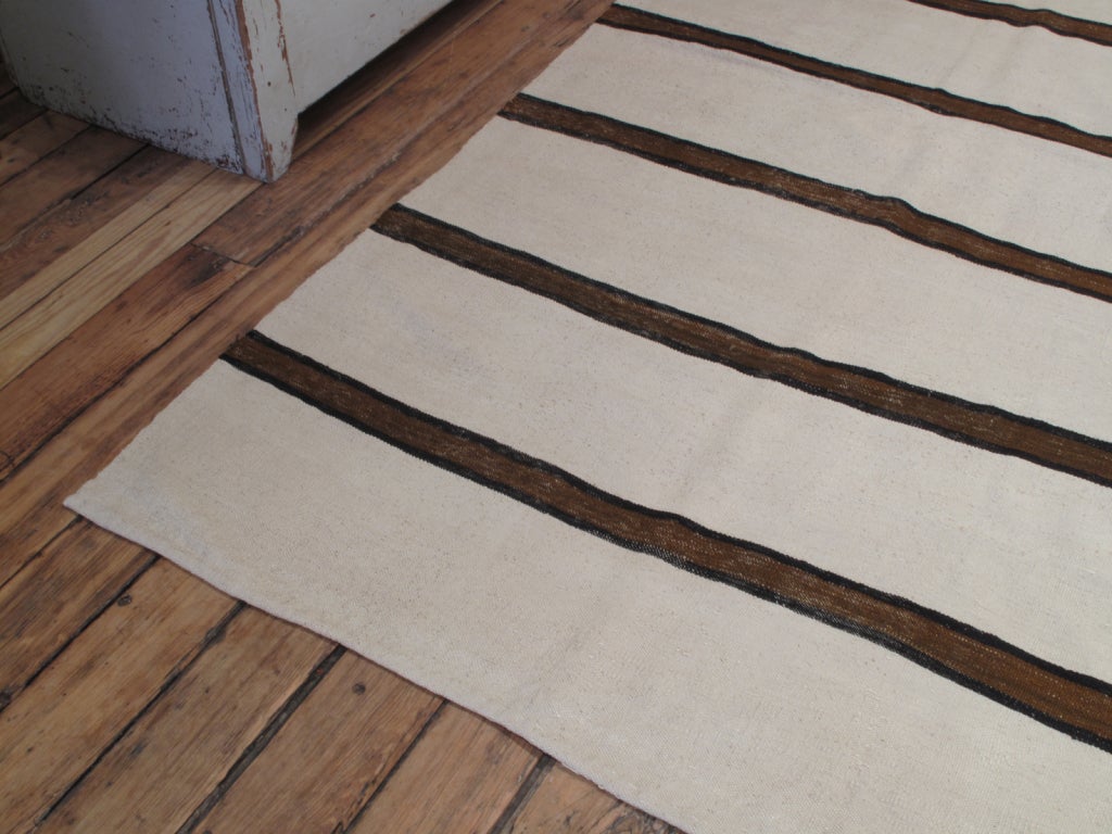 Banded Kilim Wide Runner Rug In Good Condition In New York, NY