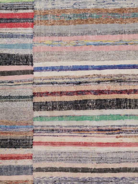 Large Pala Kilim rug. A large cotton rag kilim rug with a lovely range of colors. Rug is very well made, sturdy and clean.