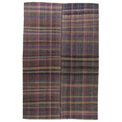 Vintage Pala Kilim in Purple-Brown Tartan