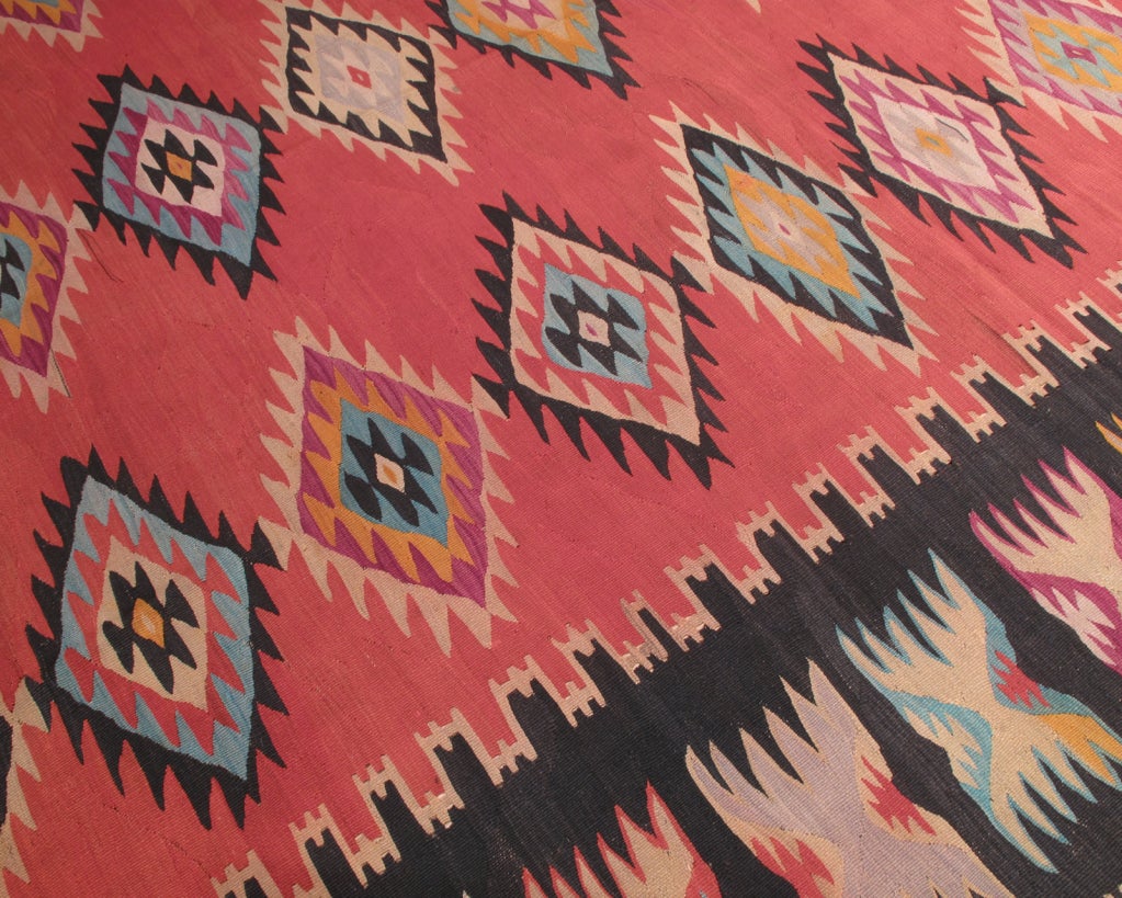 Hand-Woven Balkan Kilim Rug For Sale