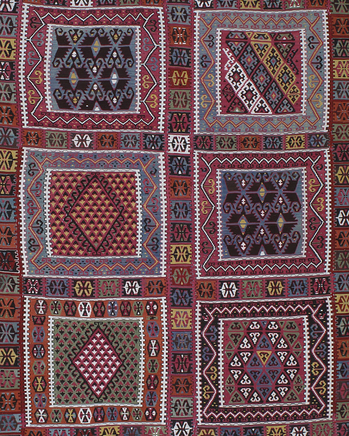 Superb antique Bayburt Kilim rug. A great antique kilim rug from Northeastern Turkey, finely woven with exquisite details, in a dazzling color palette derived from natural dyes. Bayburt kilims like this were prestigious objects, possibly made by the